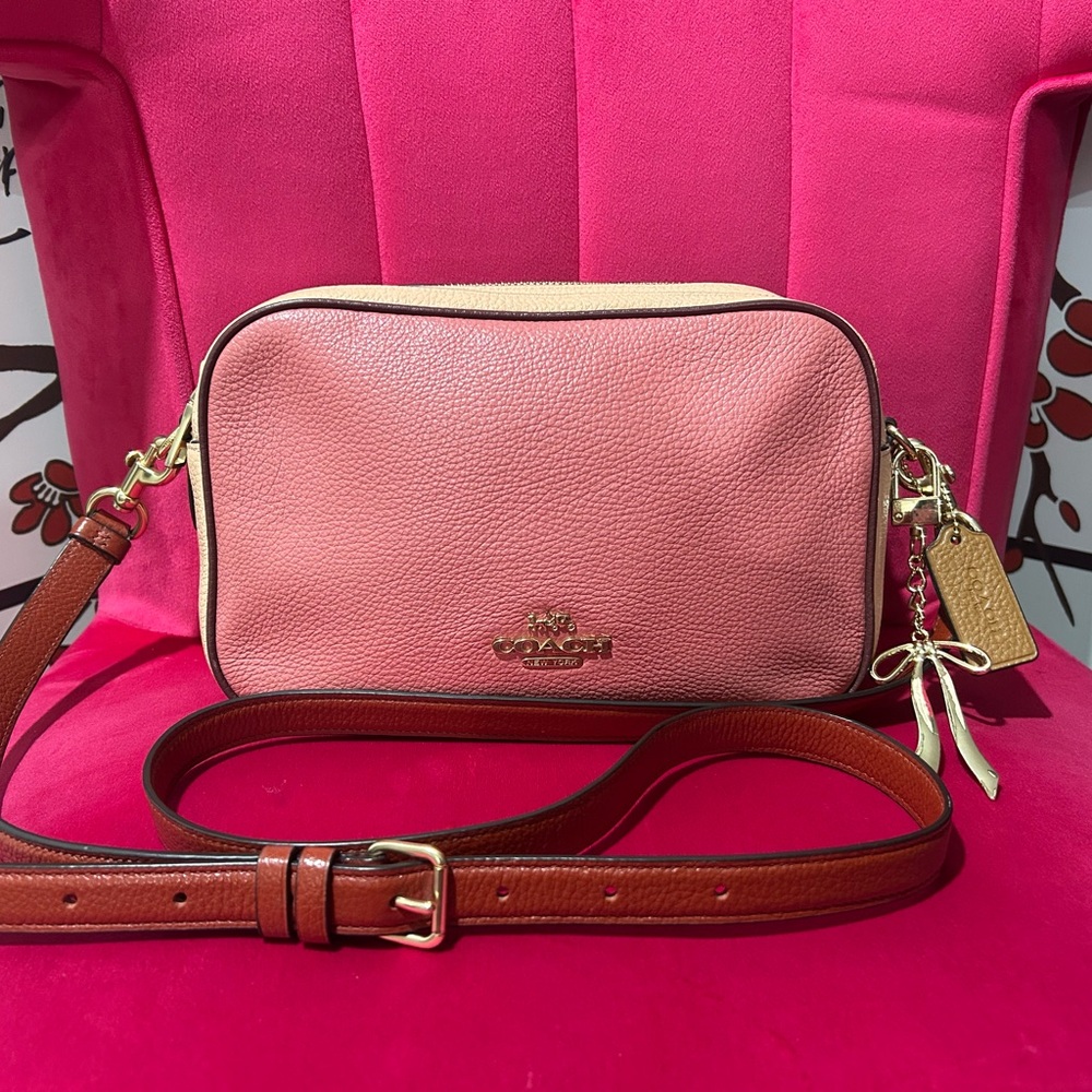 Coach Two-Tone Pink and Tan Crossbody Bag